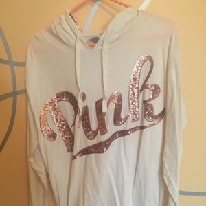 Pink Long sleeve hooded shirt